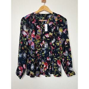 NWT J. Crew Silk Floral Top Size XS Vibrant